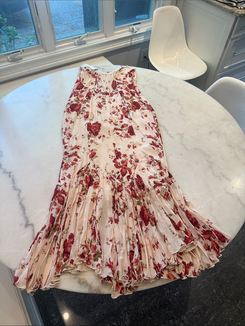 NWT Reformation Aiko in La belle Cream Maxi Dress with Red Floral Print - Picture 9 of 9